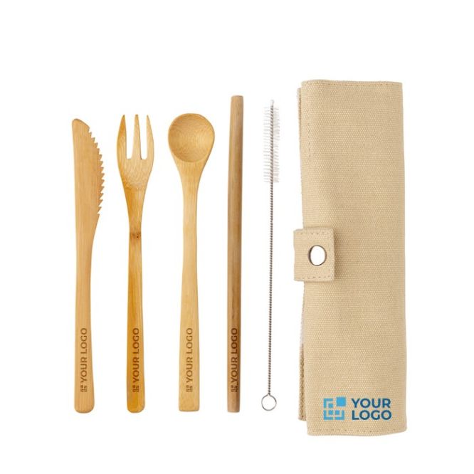 Set de couverts compostables avec étui avec zone d'impression