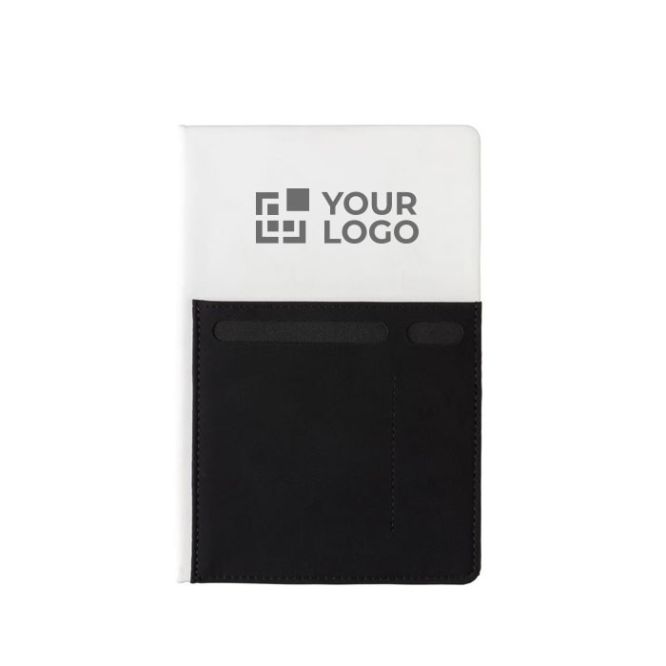 Carnet avec trois pochettes intégrées avec zone d'impression