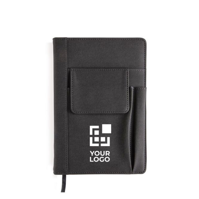 Carnets publicitaires avec plusieurs poches couleur noir