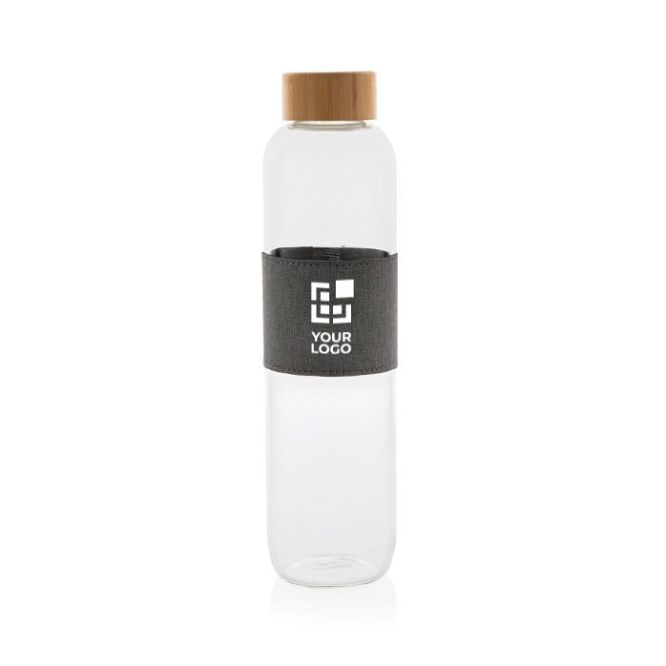 Gourde en verre avec bouchon en bambou couleur transparent
