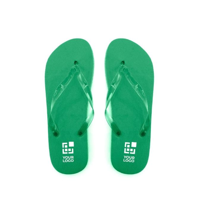 Tongs colorées pour les entreprises vue avec zone d'impression