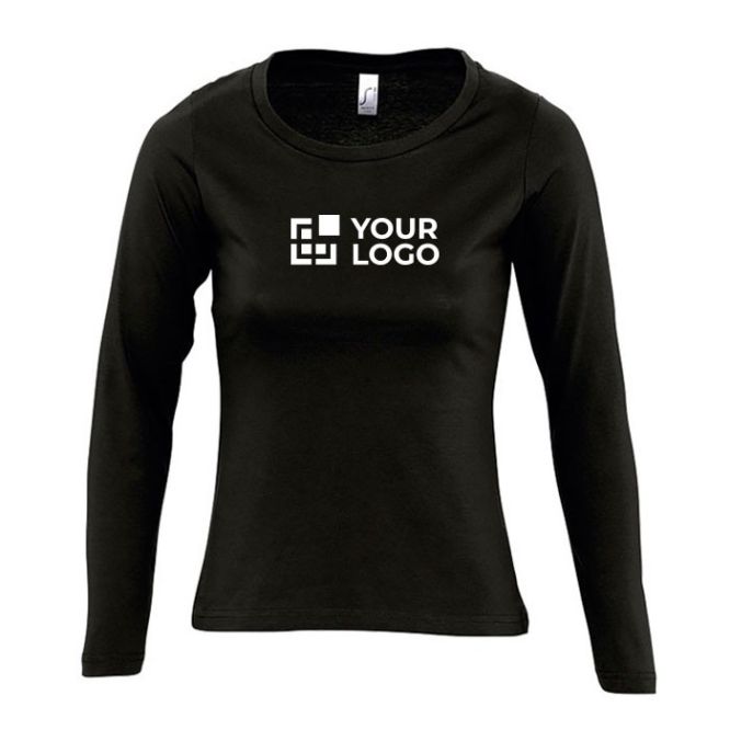 T-shirt femme à manches longues avec logo avec zone d'impression