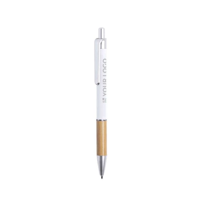Stylo personnalisé en bambou et métal avec zone d'impression