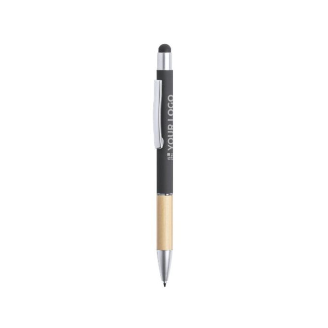 Stylo en bambou avec pointeur tactile avec zone d'impression