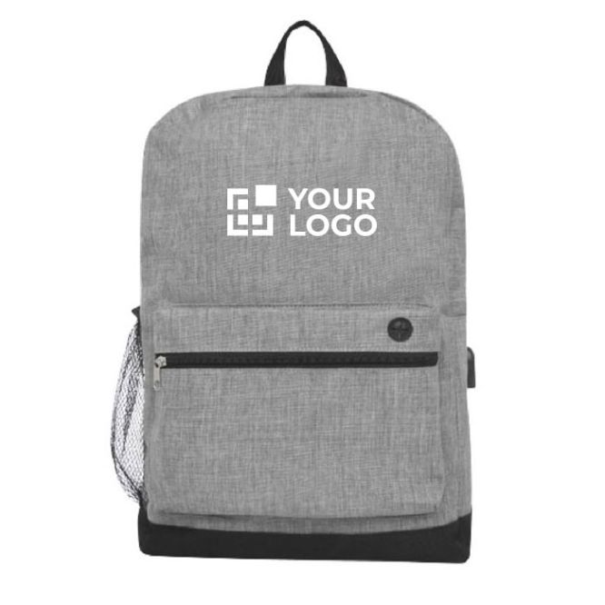 Sac à dos pour ordinateur avec port USB couleur bleu marine deuxième vue frontale