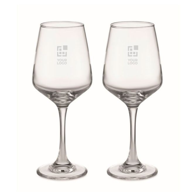 Deux verres à vin personnalisés avec zone d'impression
