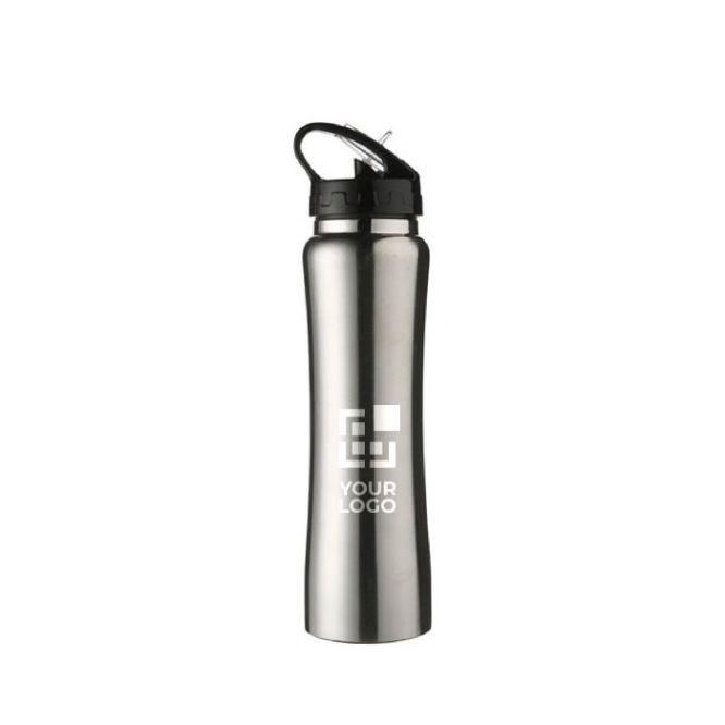 Gourde en acier inoxydable avec bec verseur couleur argenté avec zone d'impression