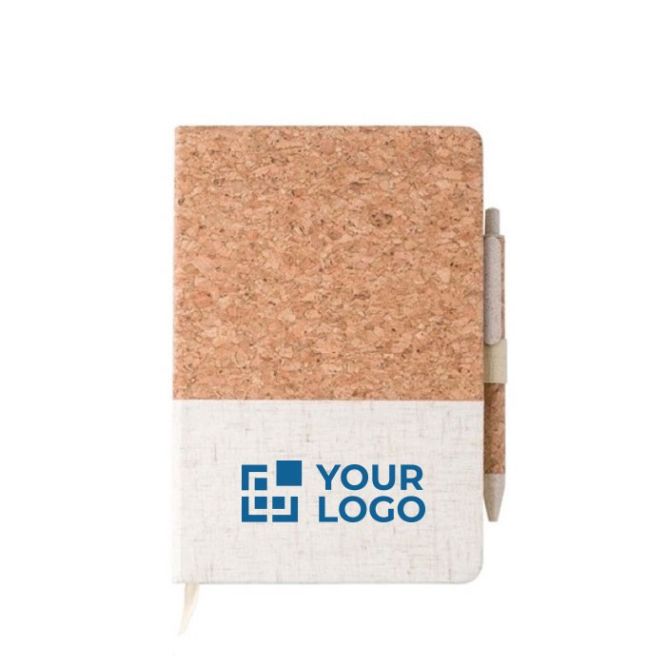 Carnet de notes en liège et lin avec stylo