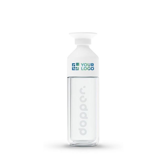 Gourde en verre personnalisée couleur transparent avec zone d'impression