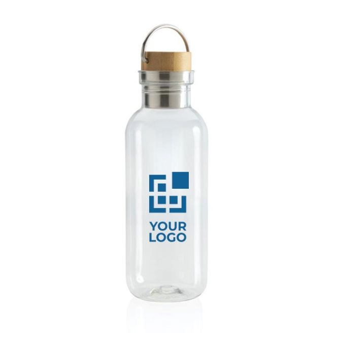 Gourde en plastique recyclé et en bambou avec zone d'impression