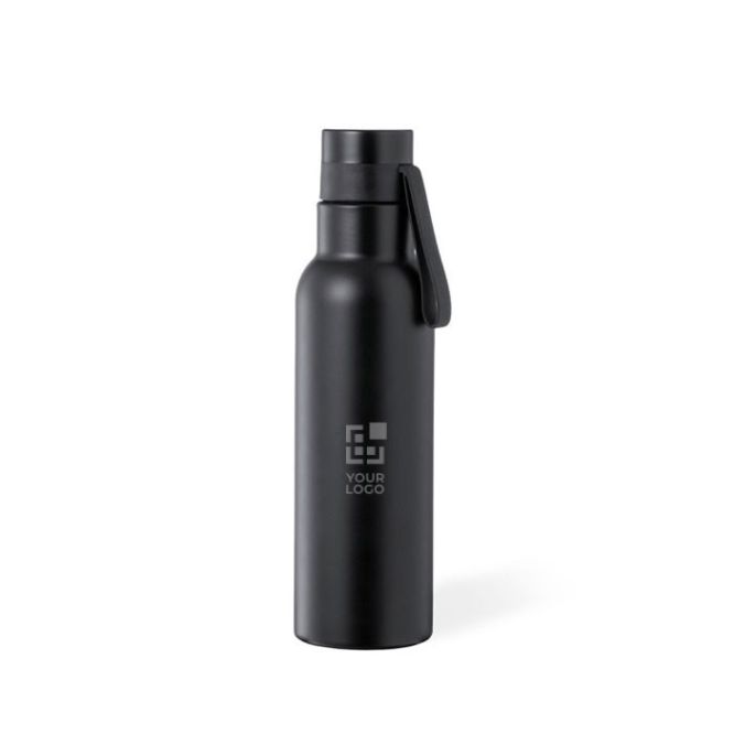 Thermos en acier à l'esthétique métallique avec zone d'impression