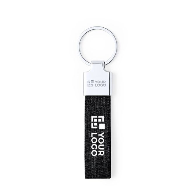 Porte-clés en RPET et accessoire chromé avec zone d'impression