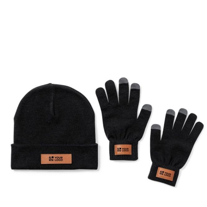 Ensemble de gants tactiles et bonnet avec zone d'impression