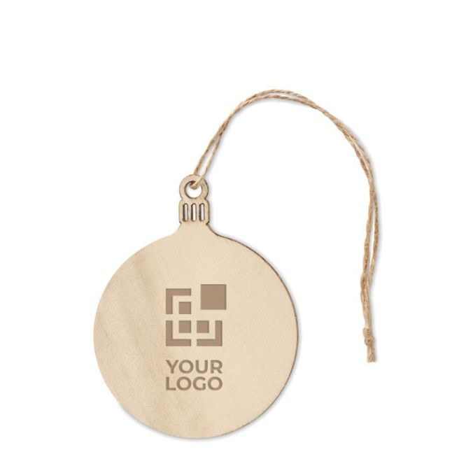 Décoration de Noël en bois en forme de boule avec cordon de suspension