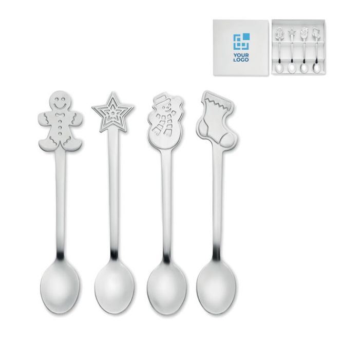 Set de 4 cuillères à thé version Noël avec boîte cadeau