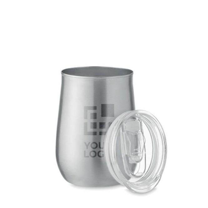 Verre publicitaire en acier recyclé avec couvercle coulissant 500ml