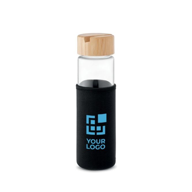 Bouteille en verre antifuite avec bouchon porte-smartphone 600ml