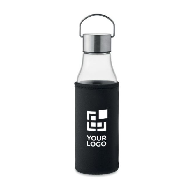 Gourde en verre avec couvercle anti-fuite, poignée et capuchon 500ml