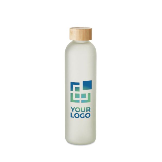 Gourde en verre impression en quadrichromie et bouchon bambou 650ml