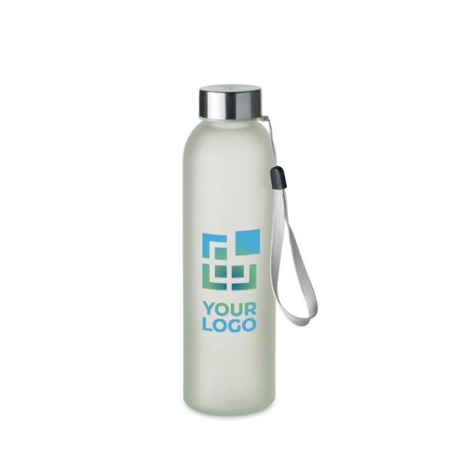 Bouteille en verre floquée du logo avec sangle de transport 500ml