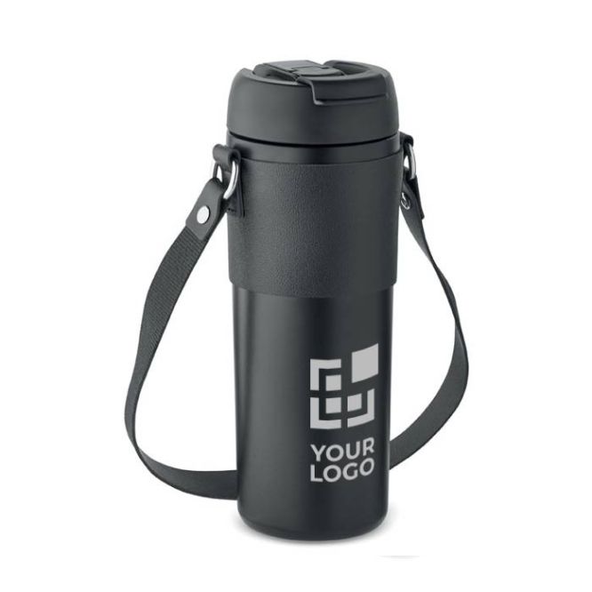 Verre anti-fuite en acier inox avec couvercle, paille et sangle 700ml