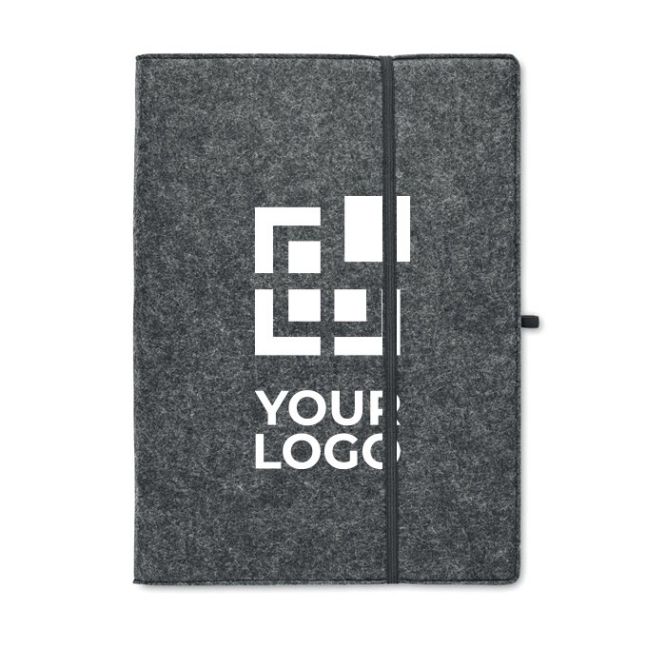 Porte-documents en feutre RPET avec bloc-notes et porte-stylo A4