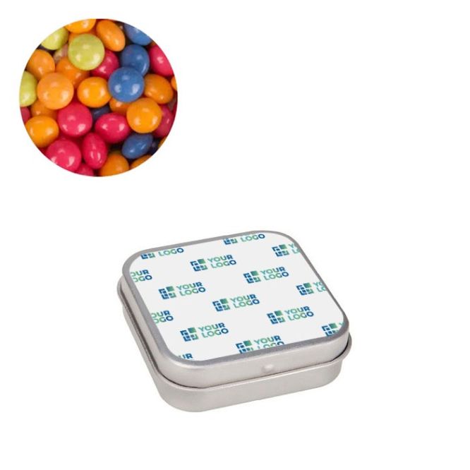 Boîte argentée de 18g mini-dragées à la fraise