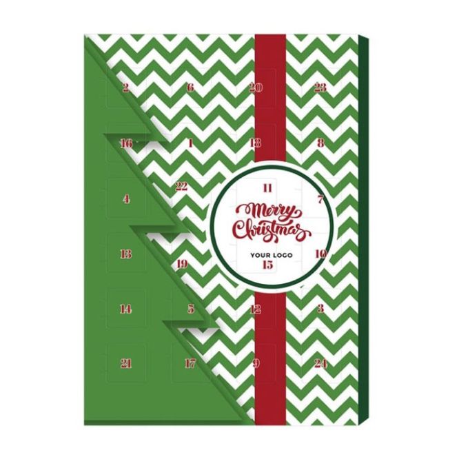 Calendrier de l'avent avec chocolats de Noël A4 couleur blanc