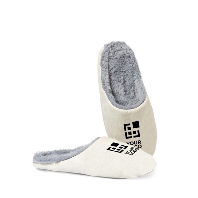 Chaussons unisexes coton avec doublure pelucheuse couleur naturel vue principale