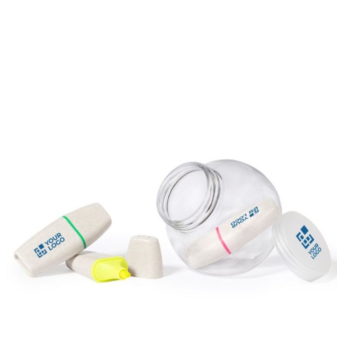 Set de surligneurs  fluorescents dans un pot transparent
