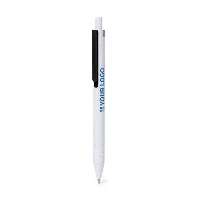 Stylo plastique recyclé avec bouton-poussoir et encre bleue
