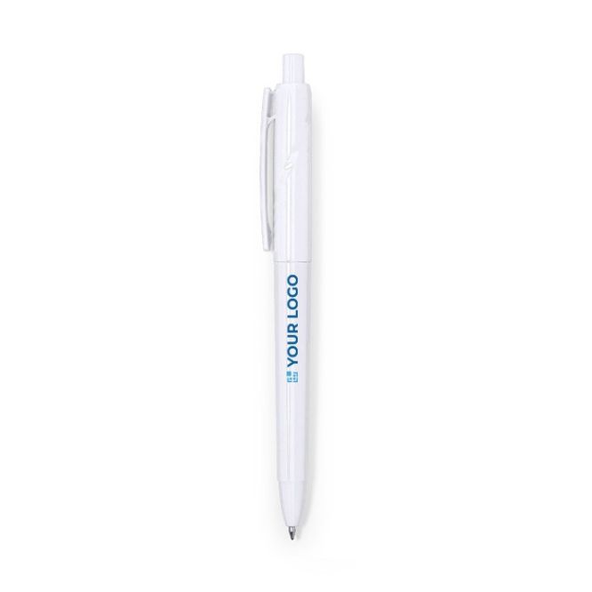 Stylo en plastique recyclé à bouton-poussoir et encre bleue