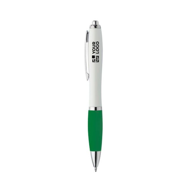 Stylo en ABS recyclé avec grip en caoutchouc, mine bleue