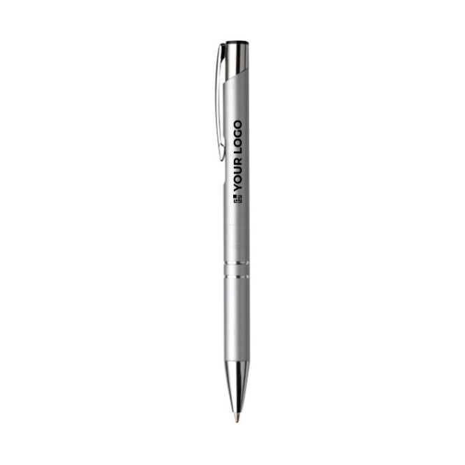 Stylo gravé en aluminium recyclé, mine bleue