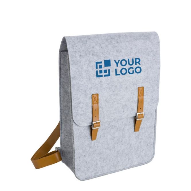 Sac à dos en feutre recyclé et cuir synthétique, 2 poches