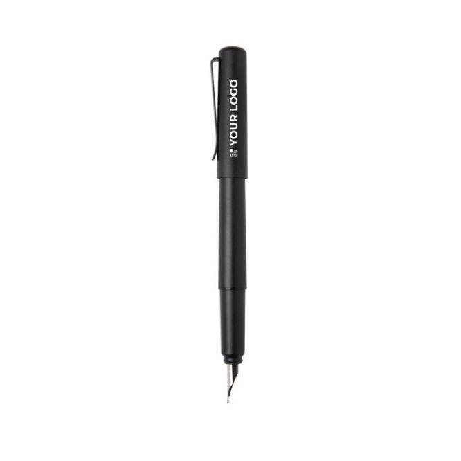 Stylo-plume en aluminium recyclé à finition mate, encre noire