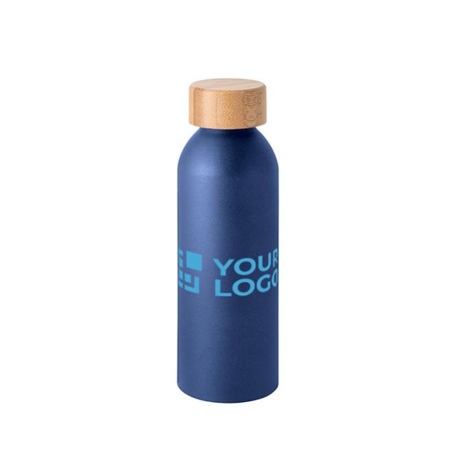 Bouteille en aluminium fini mat avec bouchon en bambou 550ml