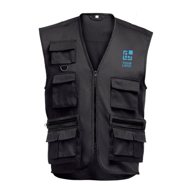 Gilet polyester/coton, poches multiples 200 g/m2 THC PIXEL avec zone d'impression
