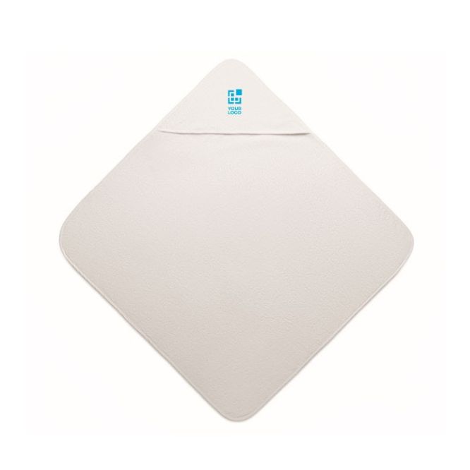 Serviette en coton blanc avec capuche pour bébé 300 g/m²