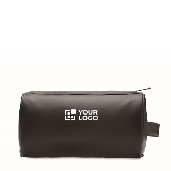Trousse de toilette en cuir synthétique avec zip et poignée