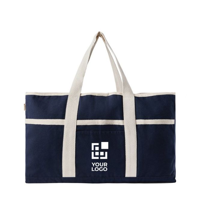Sac de plage en coton recyclé avec porte-serviette 500 g/m²