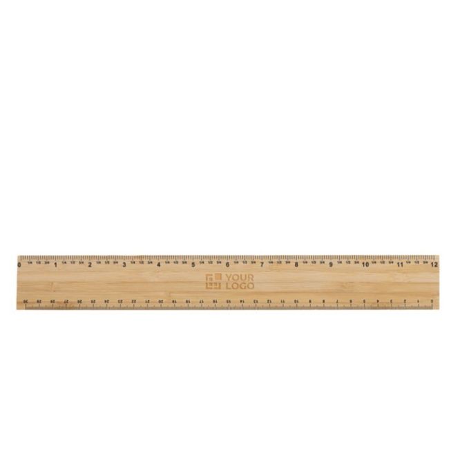 Règle en bambou épais design double face multi-mesures 30cm