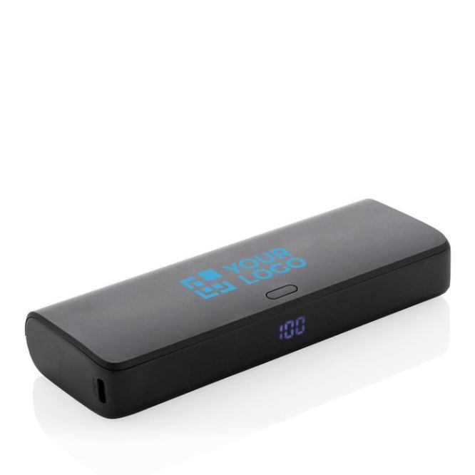 Powerbank de poche multi-appareils 20 000 mAh couleur noir avec zone d'impression