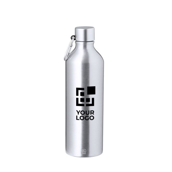 Bouteille en aluminium recyclé, fini mat et mousqueton 800ml
