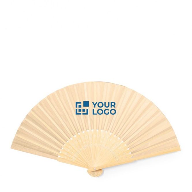 Éventail en bambou avec tissu de couleur naturelle