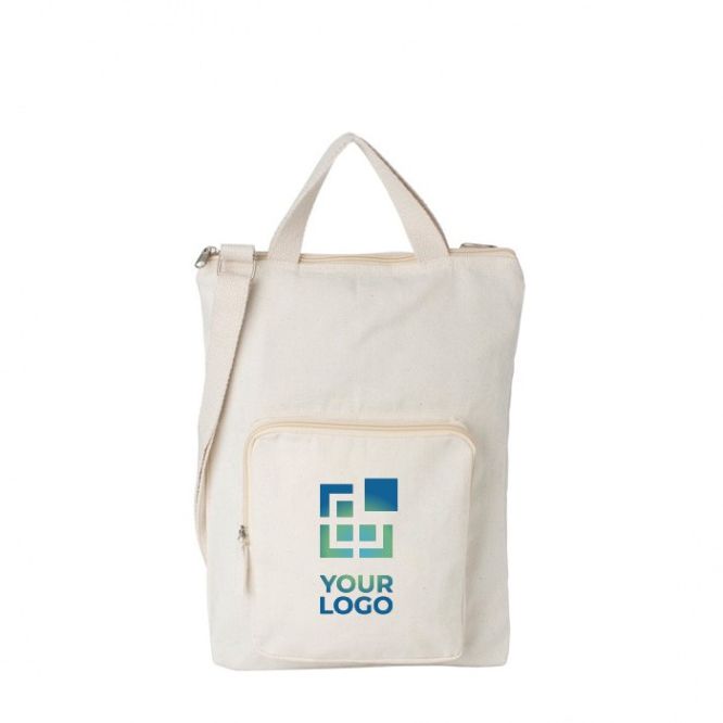 Sac en coton avec poche frontale et bandoulière 340 g/m²