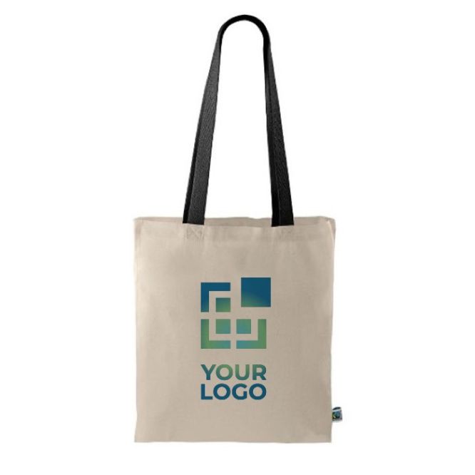 Sac en coton Fairtrade avec poignées longues noires 140 g/m2