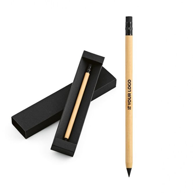 Crayon infini à corps en bambou et gomme à une extrémité vue principale