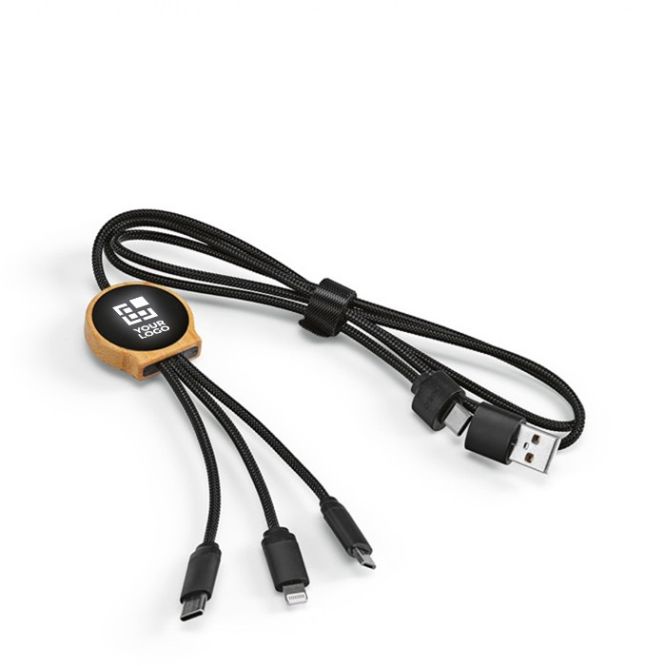 Câble de charge rapide en RPET 5-en-1 à connecteurs variés