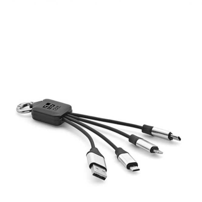 Câble de charge 4-en-1 en RPET, plusieurs ports de connexion